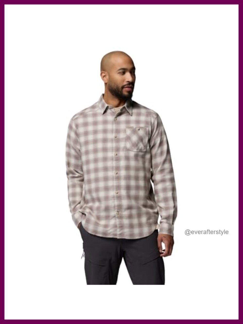 Men's Hunt Line Flannel Long Sleeve Button-Down Shirt Stretch Cotton Regular Fit